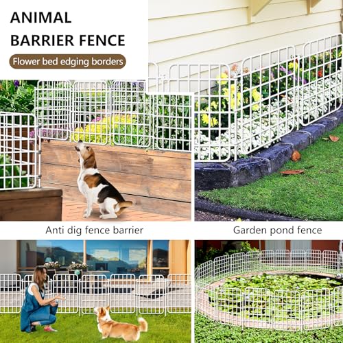 13ft x 17in Garden Fence Animal Barrier (White / 12 Panels, 13ft x 17in)