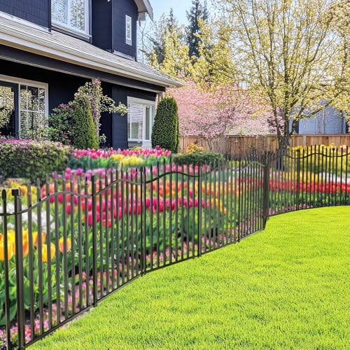 No Dig Garden Fence 32" H x 22.5'L with Gate Decorative Yard Dog Panels (32 in(H) X 22.5 ft(L))