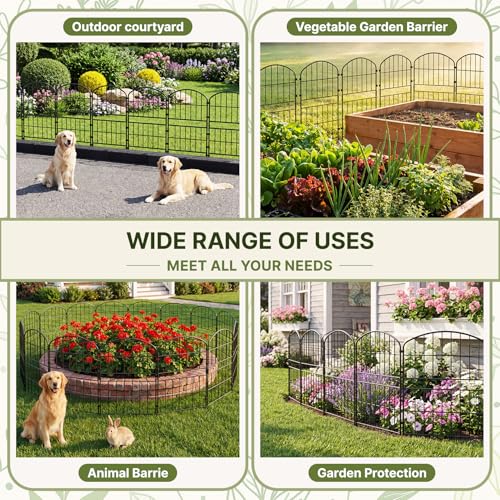 32.5in (H) x 20ft (L) Tall Decorative Garden Fence - 14 Pack Garden Fencing, Rustproof Metal Wire Panel Border Animal Barrier for Dog, Flower Edging for Yard Landscape Patio Outdoor Decor (14 Pack)