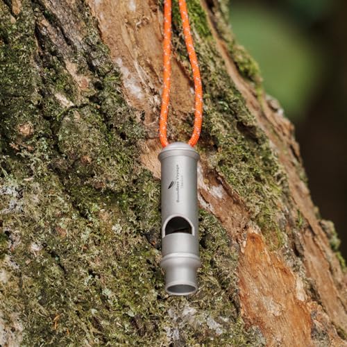 Titanium Whistle Emergency Survival Safety Whistles with Lanyard Loud for Outdoor Camping Hiking Coaches Training Sports Keychain Whistle (1 PCS - Ti9019)