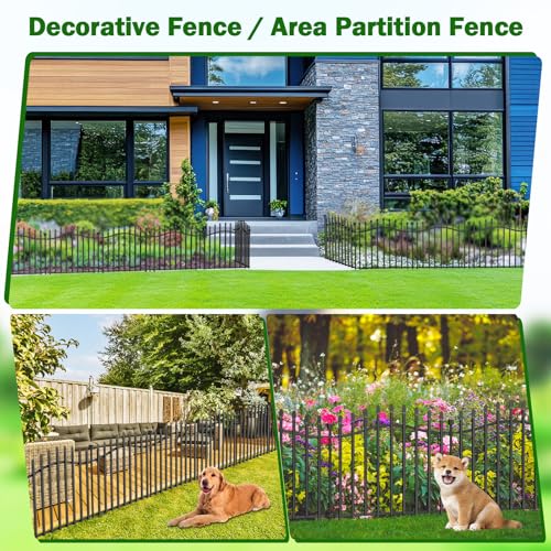 No Dig Garden Fence 24" H x 22.5'L Decorative Yard Dog Outdoor Panels (24 in(H) X 11.25 ft(L))
