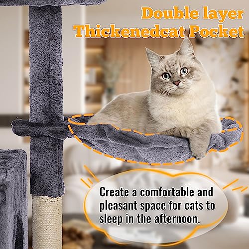 37.8" Cat Tree Tower (Light Gray)