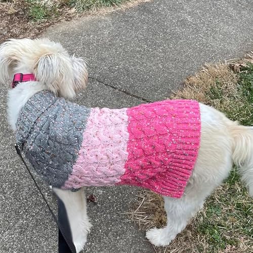 Color Block Dog Sweater for Medium Large Dog Turtleneck Thermal Knit (2XL (45-70lbs) / 02# Pink)
