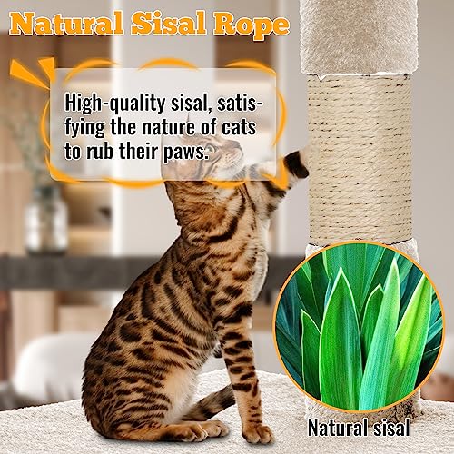 37.8 inch Cat Tree Cat Tower for Indoor Cats with Scratching Posts (Beige)