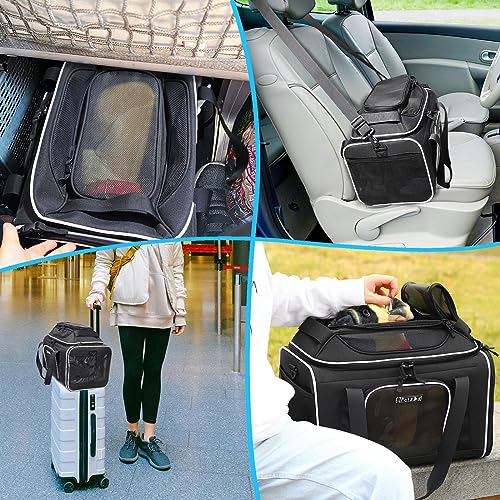 Top Expandable Small Pet Carrier 17"x11"x9.5" Airline Approved (17.0"L x 11.0"W x 9.5"H / Black)