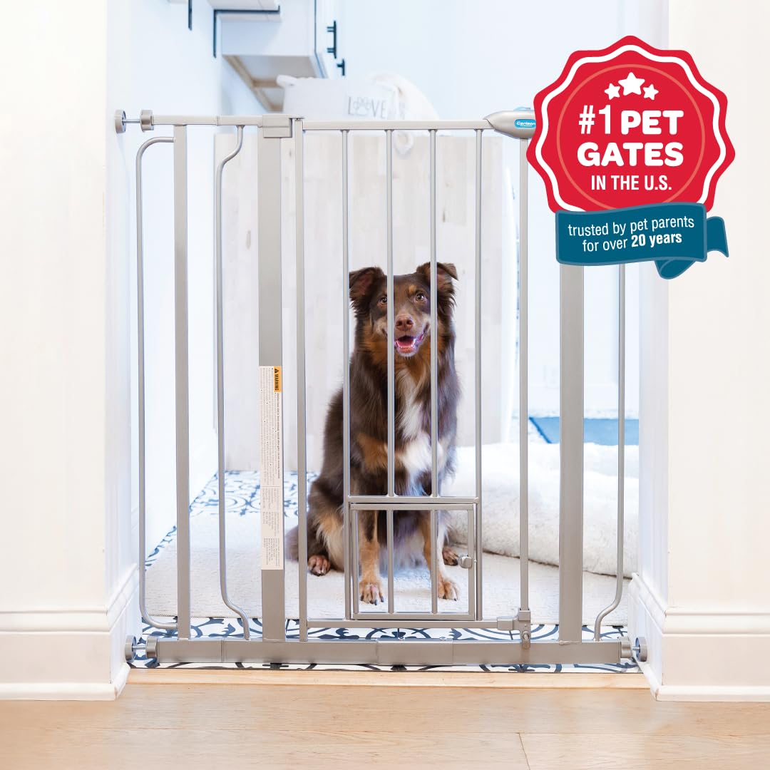 Carlson 36" Extra Tall Walk Through Dog Gate for Doorways & Bottom of Stairs (Platinum / 29.5-36.5" W x 36" H)