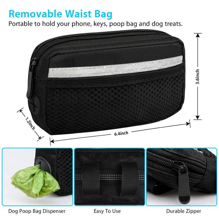 Hands Free Dog Running Leash with Zipper Pouch (Large)