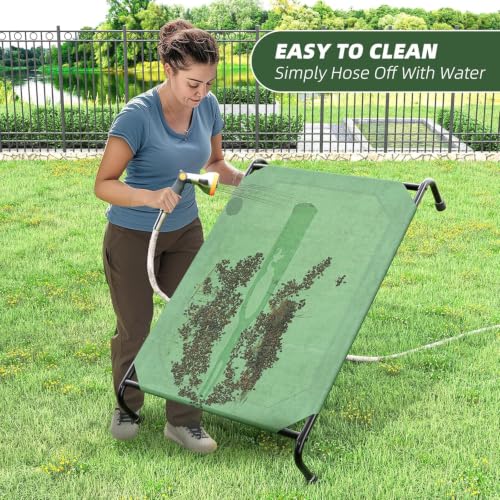 Raised Dog Bed for Large Dogs (47.75"L x 30.5"W x 8"Th / Green)