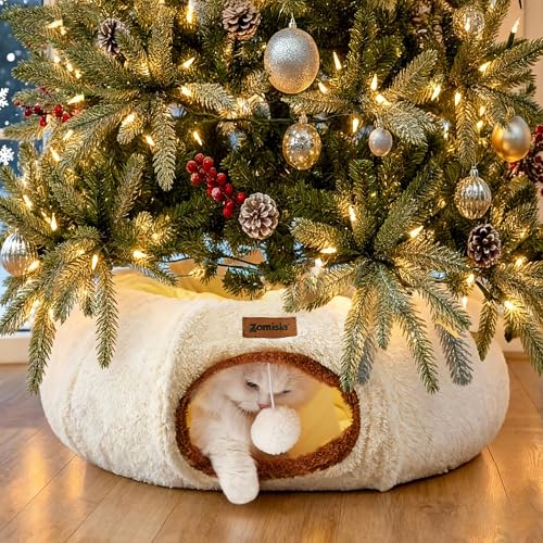 Cat Tunnel Bed for Indoor Cats (Beige / Standard)