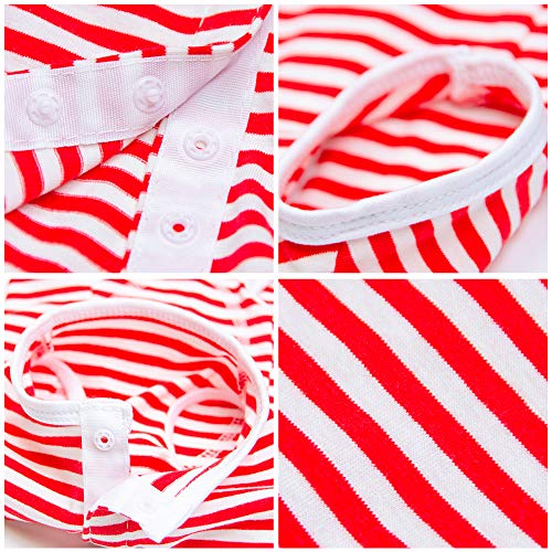 Dog’s Recovery Suit Post Surgery Shirt for Puppy (X-Large / red white stripe)