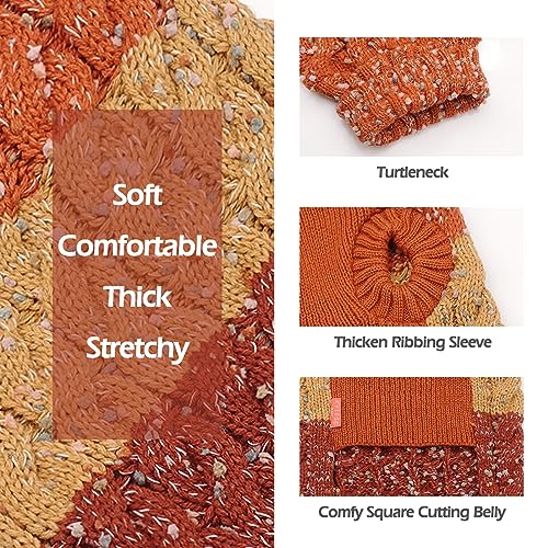 Color Block Dog Sweater for Small Dogs Turtleneck Thermal Knit (X-Small (4-6lbs) / 01# Brown)