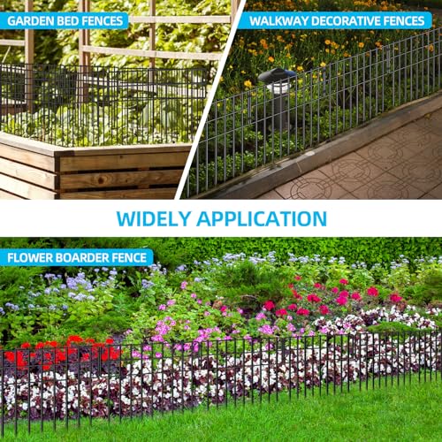 25 Panels Garden Fencing Animal Barrier (25 Panels, 17 in(H) X 27 ft(L), Black)