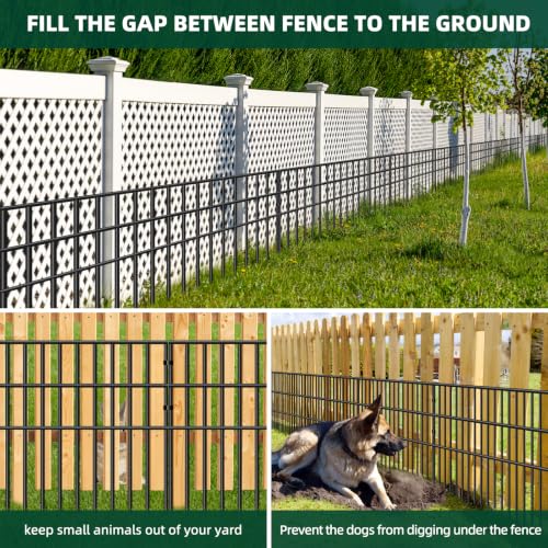 50ft(L) x 17in(H) Animal Barrier Fence, 25 Panels No Dig Garden Fence for Dog Rabbit, Rustproof Anti Digging Barrier, Garden Edging Border Ground Defense for Outdoor, Yard, Patio (Black / 25 Panels, 50ft(L) x 17in(H))