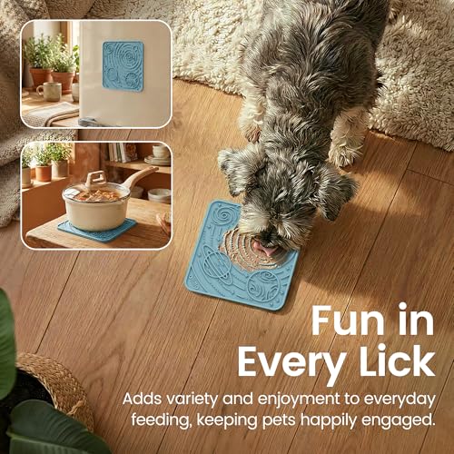 Lick Mat for Dogs&Cats (Dark Blue&Light Blue / 5.9"L x 5.9"W)