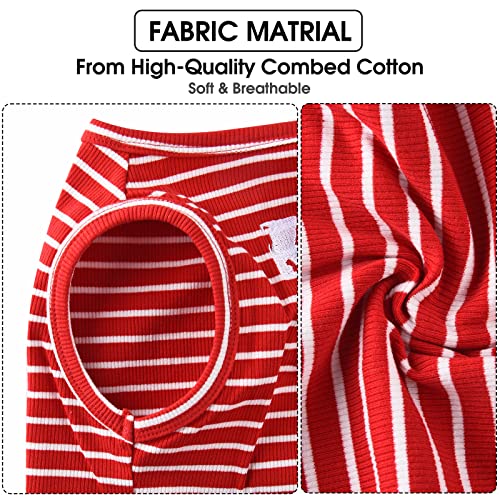 Dog Shirt Soft Cotton Tank Top Lightweight Stretchy Red & Blue 6XL (Red + Blue / 6XL-(70~95lb) | Chest(~39"))