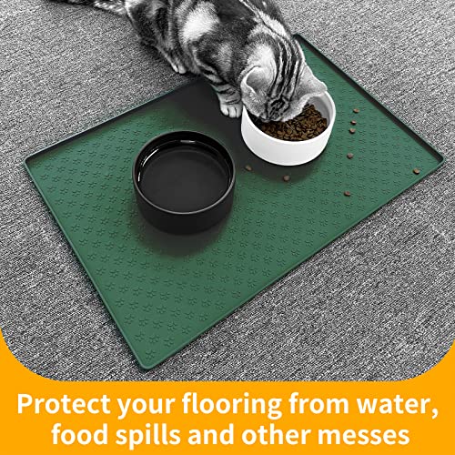 Pet Placemat for Dog and Cat (31.5"L x 23.6"W / Hunter Green)