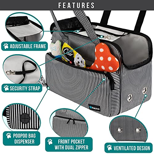 Small Dog Purse Carrier (Stripe Black)
