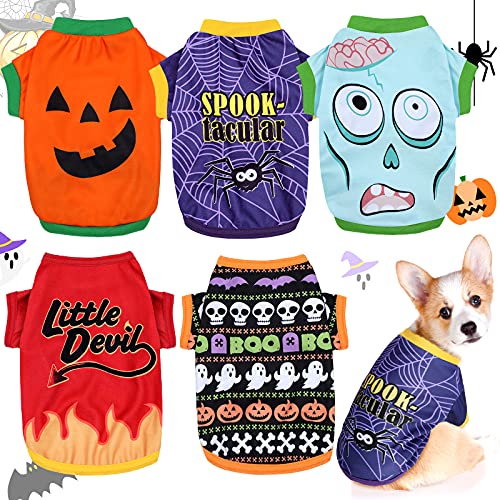 5 Pcs Halloween Dog Clothes Pet Dog Shirt Costume (S)