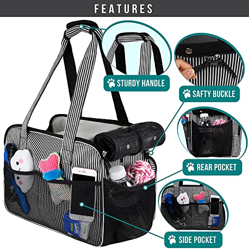 Small Dog Purse Carrier (Stripe Black)