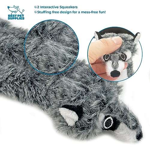 2-in-1 Stuffless Squeaky Dog Toy - Fox, Raccoon, Small (Multicolor/Raccoon & Fox / Small)