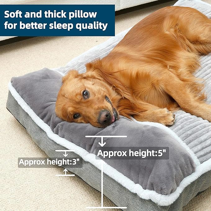 Dog Bed for Large Dogs (Gray / Large:(36"L x 27"W x 3"Th))