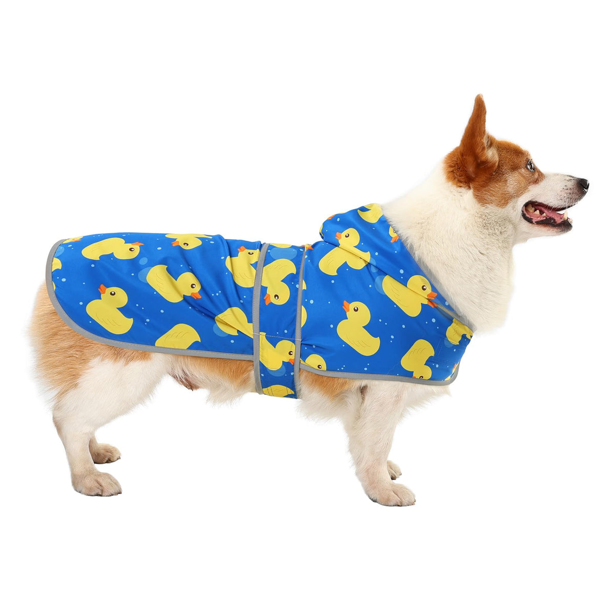 Dog Raincoat for Large Dogs Waterproof Jacket Hooded Rain Coats with Reflective Strips Leash Hole & Poncho Adjustable Fit (A. Ducks / Large)