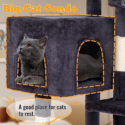 37.8" Cat Tree Tower (Dark Gray)