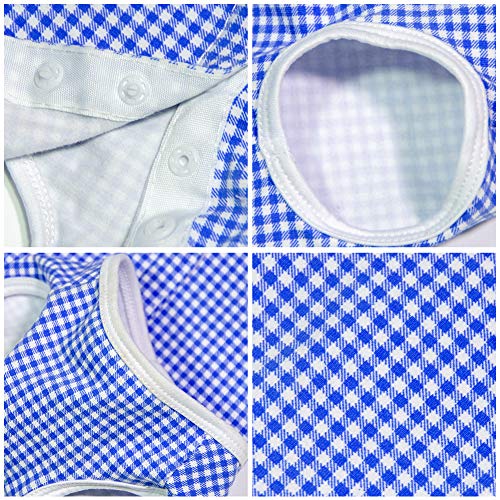 Dog’s Recovery Suit Post Surgery Shirt for Puppy (X-Small / blue white plaid)