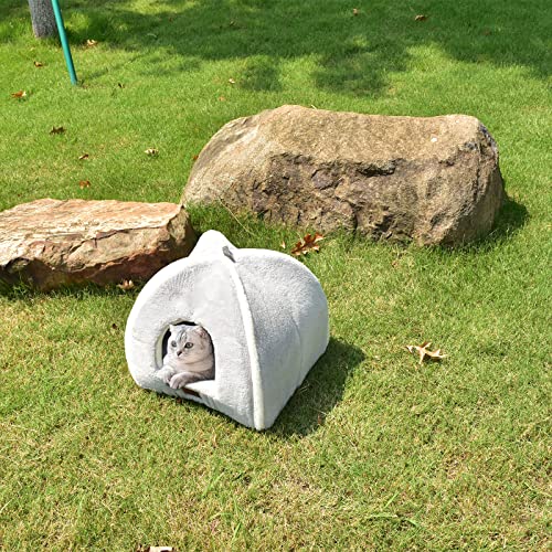 Cat Bed for Indoor Cats (Grey / L(17.5 x 17.5 x 17.5 Inch))