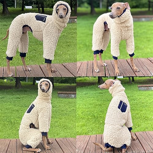 D Doggy Star Italian Greyhound Sweater Turtleneck Outfit Warm Fleece Onesie Clothes Whippet for Dog Coat (M / Navy Pocket)