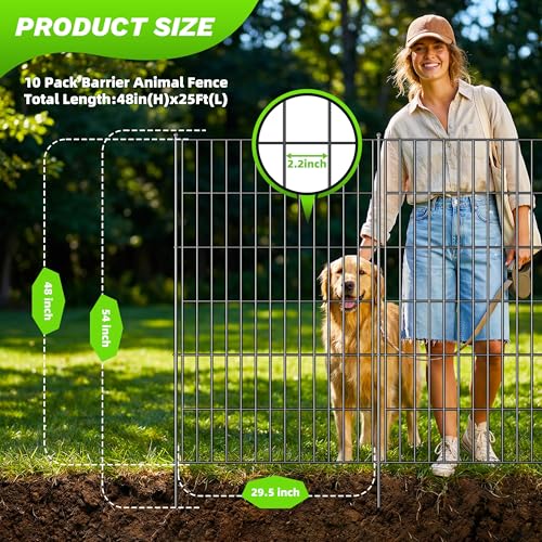 10 Panels No Dig Garden Fence with Gate (48 in(H)×26.0in(L))