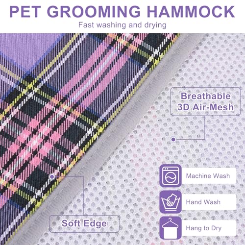Dog Grooming Hammock for Small Dogs (S (Leg Spacing: 7-10.2" / Max W: 30lbs) / Purple)