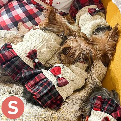 Dog Sweater Dress for Small Dogs Turtleneck Thick Knit Pullover (Small (4-9lbs) / 01# Beige)