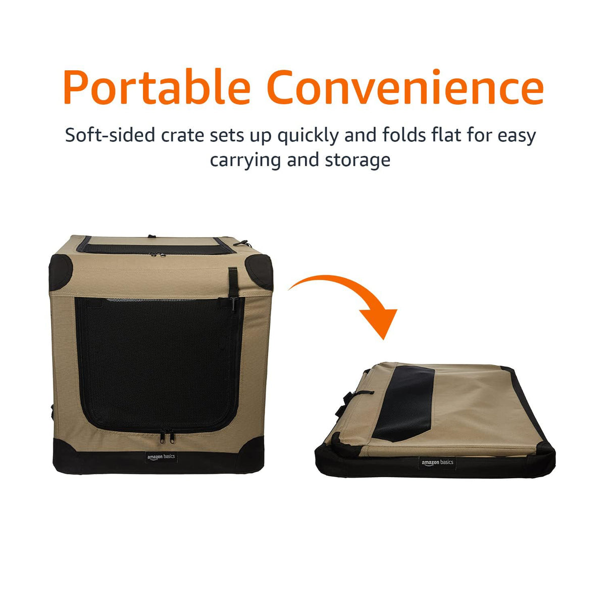 Portable Folding Soft Dog Crate for Cat (Tan / L 36" x 24" x 24")