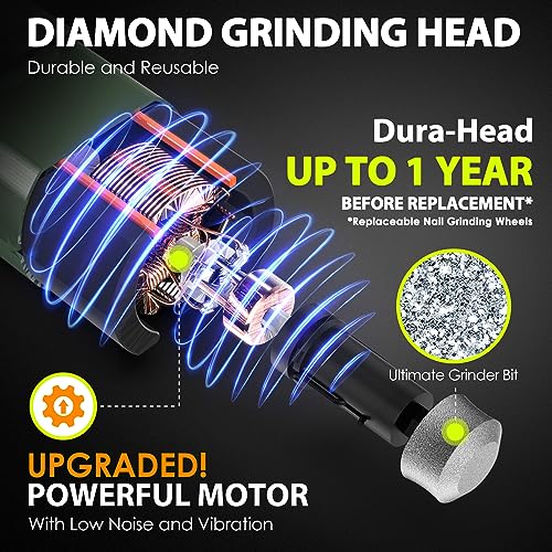 Dog Nail Grinder with 4 LED Lights (Matte Green)