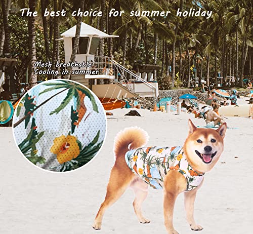 Hawaiian Dog Shirts (Blue+Yellow / Large)