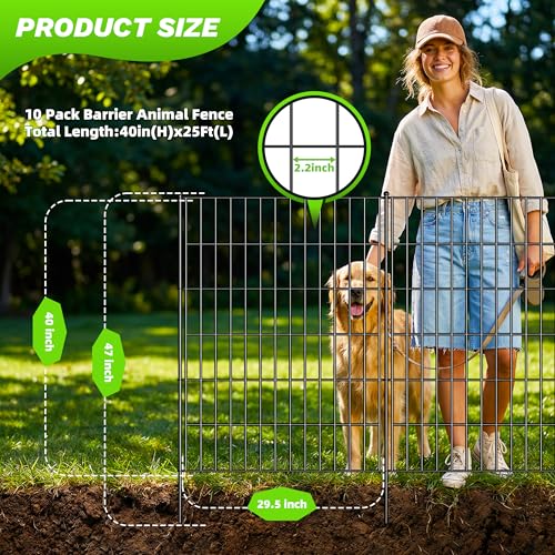 10 Panels No Dig Decorative Garden Fence with Gate (40 in(H)×29.5in(L))