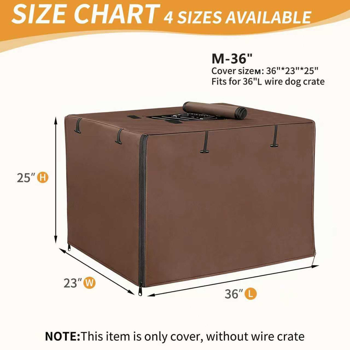 Dog Crate Cover (36.0"L x 23.0"W x 25.0"H / Brown)