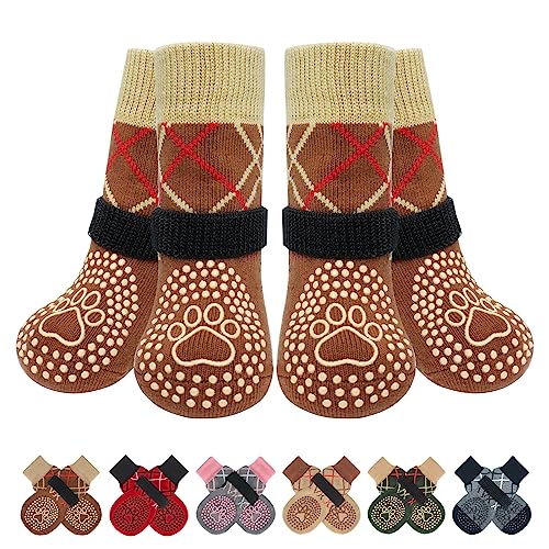 6PCS Dog Socks to Prevent Licking Paws for Hot (Brown / XL(Pack of 6))