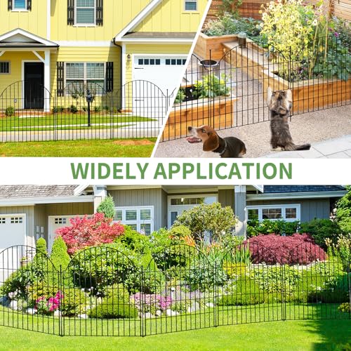 10 Panels No Dig Decorative Outdoor Garden Fence (Black / 32 in(H))