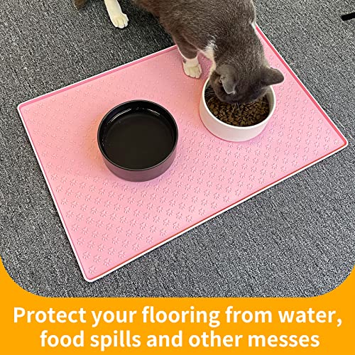 Pet Placemat for Dog and Cat (24.5"L x 16.5"W / Pink)