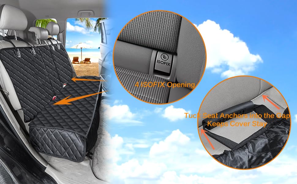 Dog Car Seat Cover for Back Seat (Black / ISOFIX X-Large)