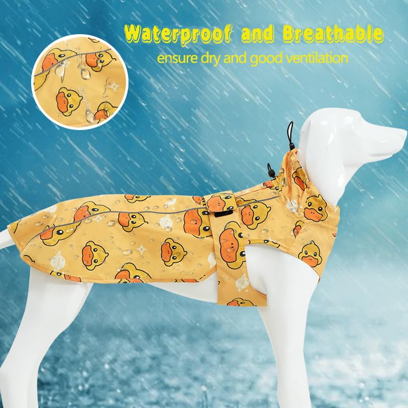 Adjustable Waterproof Dog Raincoat for Dogs (Yellow Duck / Large(22-37lb))