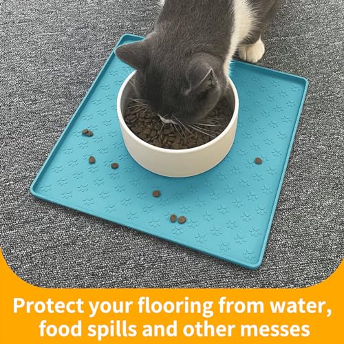 Dog Food Mat Anti (11.8"L x 11.8"W / Blue)