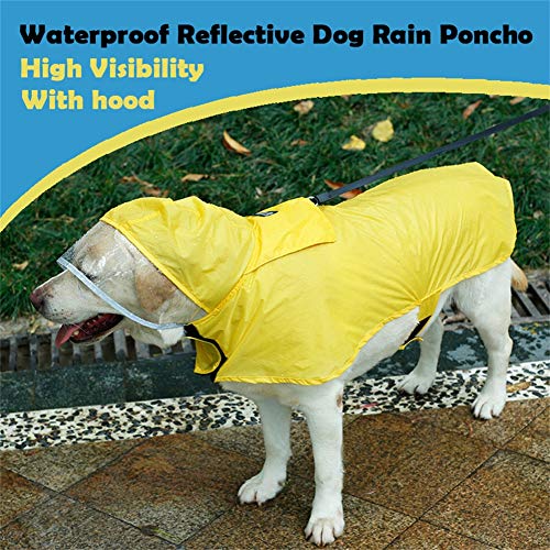 Pet Raincoat Packable Hooded Dog Rain Jacket Reflective Strips Lightweight Adjustable Poncho for Small Medium Large Dogs Yellow XXXL (3XL (Back:28 Inches) / Yellow)