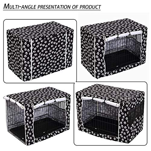 Dog Crate Cover Durable Polyester Pet Kennel Cover Universal Fit for Wire Dog Crate (36.0"L x 23.0"W x 25.0"H / Black)
