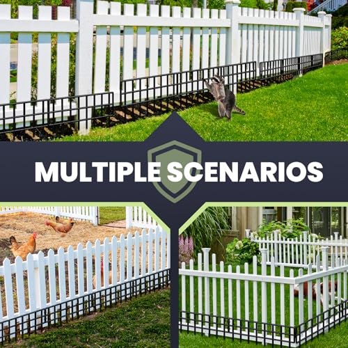 29.28Ft(L) X 13Inch(H) Animal Barrier Fence, 21 Pack No Dig Fence Panels, Black Modern Steel Garden Fence Border (21 Pack,29.28Ft)
