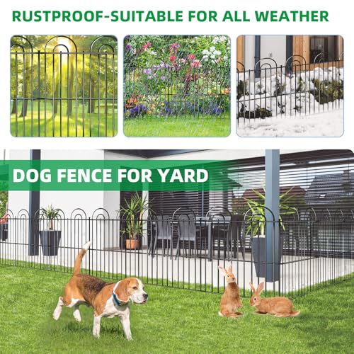 25 Panels No Dig Decorative Garden Fence (25 Pieces, 32in(H) x 50ft(L) / Black)