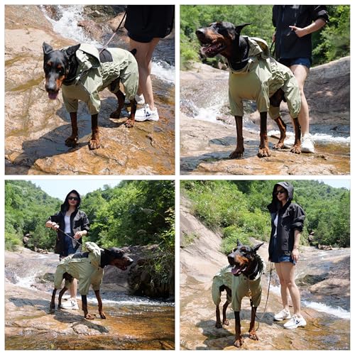 Waterproof Dog Raincoat with Removable Hood (Sage Green / S (Back 11.5"))
