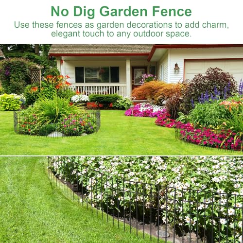 25ft(L) x 13in(H) Animal Barrier Fence,25 Panels 1.16in Gap No Dig Garden Fence for Dogs Rabbits,Rustproof Anti Digging Barrier Garden Edging Border Ground Defense for Outdoor Yard Patio (25 Panels, 25ft(L) x 13in(H))